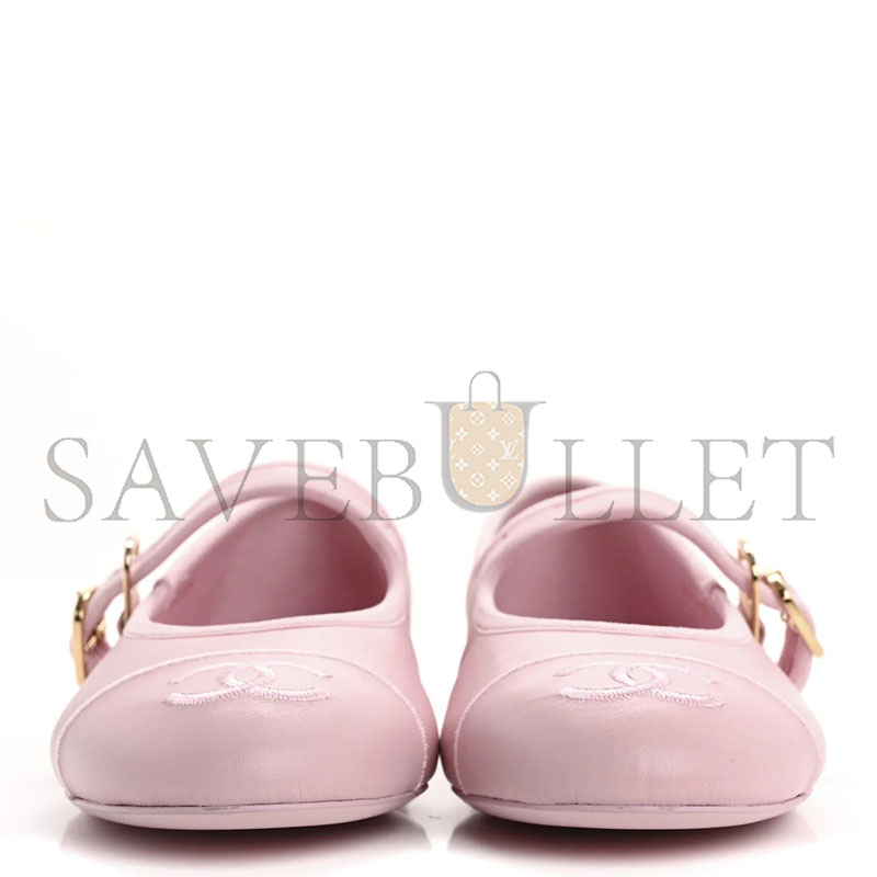 Ch**el lambskin mary jane flats pink